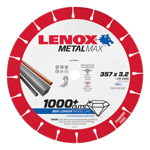 1985498 lenox cutoff wheel metal max ch anz 357mm x 3 2mm straight on