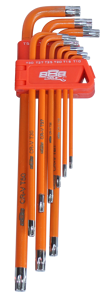 888 Tools Key Set 9Pc Torx Tamper Hex (Orange) T834518 • Long Series • Chrome Plated • Powder Coated • Hardened Cr-V Steel Metric & Sae Feature Ball Drive & Hex Shanks Tamperproof Torx: • T10 T15 T20 T25 T27 T30 T40 T45 & T50