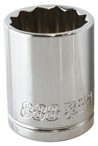 888 Tools Socket 1/2"Dr 12Pt Metric 20Mm T823020 •12Pt • Chrome Vanadium Steel For High Durability • Hardened  • Tempered • Mirror Polish Finish • Chrome Plated Corrosion Protection