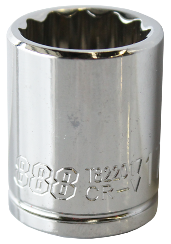 888 Tools Socket 3/8Dr 12Pt Metric 11Mm T822011 •12Pt • Chrome Vanadium Steel For High Durability • Hardened  • Tempered • Mirror Polish Finish • Chrome Plated Corrosion Protection