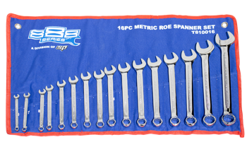 888 Tools Spanner Set Roe Metric 16Pc T810016 Roe Spanner Set Metric:6, 7, 8, 9, 10, 11, 12, 13, 14, 15, 16, 17, 18, 19, 22 & 24Mm • Mirror Polish Finish • Chrome Plated Corrosion Protection • Asme Standard • Ring End Comes Standard With Radius Surface Grip