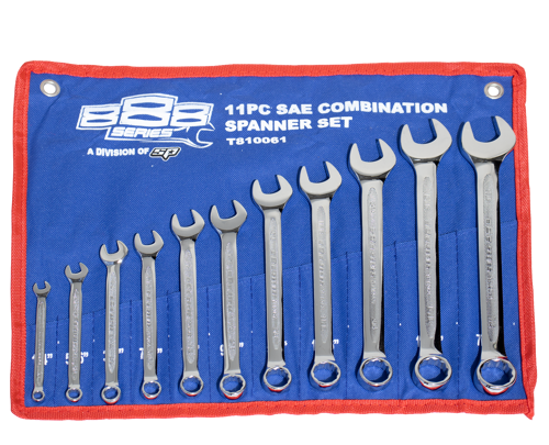 888 Tools Spanner Set Roe Sae 11Pc T810061 Spanner Set Roe Sae 11Pc• 1/4, 5/16, 3/8, 7/16, 1/2, 9/16, 5/8, 11/16, 3/4,13/16 & 7/8’’