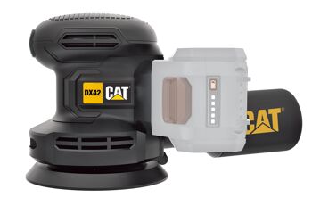 Cat 18V 125Mm Orbital Rotary Sander - Skin Only DX42B A Powerful Cordless Random Orbital Sander. Features Variable Speed Control, Dust Vacuum Facility, Rubber Overmoulded Grip And A Replaceable Hook And Loop Sanding Pad For Quick, Easy Paper Changing. Comes With A 150Mm Polishing Foam Pad To Make It A Palm Polisher. Supplied With 3 X Sanding Papers, 1 X 150Mm Polishing Foam Pad And 1 Dust Bag.