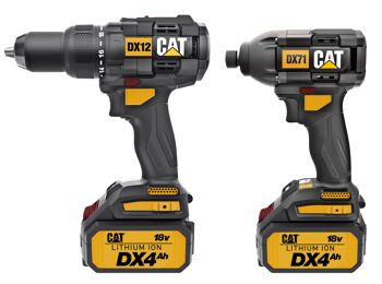 Cat 18V 2In1 Combo Kit (Hammer Drill & Impact Driver) DX12K Versatile Twin Pack Comprised Of A Brushless Combi Drill And Brushless Impact Driver. Both Tools Feature All Metal Gearboxes And Bright White Led Work Lights. The Combi Drill Features 65Nm High Torque, A Variable Speed Control Trigger, 2 Speed Selection, 22 Torque Settings Plus Drill And Hammer Drill Mode. The Impact Driver Has A Huge 215Nm Of Torque, Variable Speed Trigger For Extra Control Of The Delivery Of Power And A Quarter Inch Hex Tool Holder. Supplied With 2 X 18V 2.0Ah Batteries , A Charger And Injection Kit Box