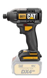 Cat 18V Brushless Impact Driver - Skin Only DX71B Compact And Powerful Designed Impact Driver With Electronic 3 Stage Impact Power Selection And Maximum 215Nm Torque For Wide Applications.Cat Latest Brushless Motor And Intelligence Pcm System Delivers Advanced Digital Overload Protection, Enhances Performance And Maximum Run Time. Compact Body Fits Into Tight Areas. Aluminium Front Housing Provides Greater Heat Dispersion To Prolong Motor Life. Variable Speed Trigger For Easy Control Of Different Applications. Battery Capacity Indicator To Check Battery Time Remaining. Bright Led Light And Belt Hook For Ease Of Use.Sold With Batteries And Charger