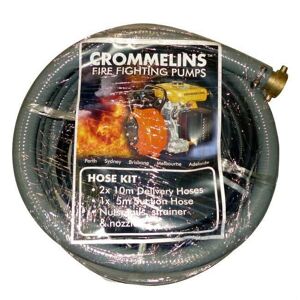 Crommelins FIRE FIGHTING PUMP ACCESSORY Hose kit, 1x5m suction hose, 2x10m 1” delivery hoses, nozzles & strainer FFHOSEKT