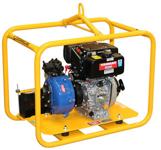 Crommelins FIRE FIGHTING PUMP - TWIN IMPELLER 1 ½" pump, diesel, twin impeller, L70 Yanmar, e/start, roll frame, 85m max head, 240L/min max delivery FT150YDE