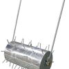Crommelins LAWN ROLLER 600mm wide, 150mm spiked roller, 4.8mm thick wall, galvanised, 40L water capacity, removable handle SROLL