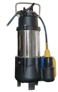 Crommelins CROMTECH SUBMERSIBLE PUMP 250w, 150L/min, 25/32/40mm outlet, 7.5m total head, 15mm max. solids, float switch, 7m roped, 10m power cord V250F