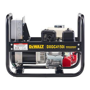 Dewalt Petrol Generator 4150W 4.1Kva Open Frame DXGC4150I Dewalt High-Performance Generators Offer Safe And Secure Work Site Compliance Power When And Where You Need It. 4150 Watt Starting Power Provides Clean And Reliable Power For All Trade, Commercial And Agricultural Applications For Powering Building Sites, Farm Equipment, Refrigerators, Air Conditioners And Many More Uses. Fitted With Ip66 Weather Tough Outlet Protection Along With Circuit Breakers And Rcd'S Guarantees User Safety. A Strong 28Mm Welded Steel Frame Protects The Unit Ensures A Prolonged Working Life Of This Generator. This Recoil Start Genie Is Backed Up With A Honda Gx200 Engine Which Will Provide Many Years Of Service. Dewalt World Renowned And Guaranteed Tough.

Open Frame Design For Easy Maintenance.
4150 Starting Watts Of Power And 3400 Watts Running For Powering For Most Tools And Appliances
Multi General Power Outlets 1 X 10A / 1 X 15A For Application Convenience
Safety Features Include Ip66 Outlets, Circuit Breakers And Rcd'S For Ultimate Protection And Jobsite Compliance.
Sine Wave Rating: Thd <5%.
Avr Alternator For Powering Sensitive Devices
Honda Gx200 Engine For Lasting Reliability
Guaranteed For 3 Years Offering Peace Of Mind Reliability
Specifications
Engine: Honda Petrol
Starting: Recoil
Fuel Tank Capacity: 3.1L
Run Time: Approximately 2Hrs @ 50% Load
Avr Alternator
Starting Power: 4150W
Running Watts: 3400W
Power Factor: 1
2 X Ip66 Outlets
28Mm Diametre Heavy-Duty Steel Frame