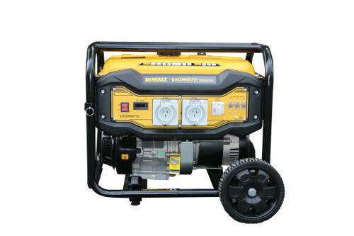 Dewalt Petrol Generator 6875W 6.8Kva DXGN6875I Commercial Series 420 Cc Dewalt Engine
Smooth Recoil Start
Low Oil Shut Off Protects Engine From Low Oil Level
23 Litre Fuel Capacity For Long Run Times
Quiet Low Tone Muffler Design
Thd At Full Load <5%
Automatic Voltage Regulator
2 X 240V /50Hz, Ip66 Weatherproof Outlets.
Full 100% Copper Wired Alternator For Clean Power Output.  
Data Centre Provides Pertinent Information Such As Run Times & Oil Change Maintenance Intervals
Heavy Duty 32Mm Tubular Steel Frame
Fold Down Handle For Eeasy Transport And Storage.
Equiped With Never-Flat Wheels
Ideal For All Trades, Builders, Construction, Domestic And Outdoor Leisure Requirements
Specifications:
6.87Kva Portable Generator
6875 Starting Wattage And 5500 Running
Recoil Start
Low Oil Shut Off
Dewalt 420Cc Engine
Rcd Safety Switch
Thd At Full Load <5%
Automatic Voltage Regulator
2 X 240V /50Hz, Ip66 Weatherproof Outlets
Full Copper Wired Alternator