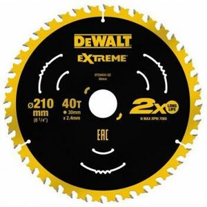 Dewalt Blade, Circular Saw, Extreme 210Mm X 40T, 2.4Mm Kerf DT20433-QZ