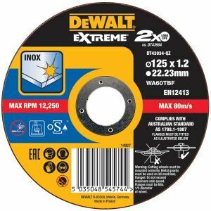 Dewalt Disc, Cutting, Bonded Thin Cut 125 X 1.2 X 22.23Mm, Ext Inox DT43934-QZ