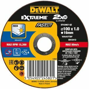 Dewalt Disc, Cutting, Ext Bonded Thin Fast Cut, 100 X 1.0 X 16Mm DT43967-QZ