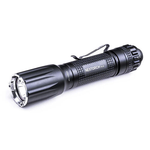 Nextorch Ta30 - 1300 Lumen Rechargeable Tactical Flashlight - 18650 Battery Included. NTTA30 The Nextorch Ta30 V2.0 Is Built For Tactical Law Enforcement And First Responders With A Patented Dual-Function Tactical Tail Switch. The Tail Switch Has Been Designed With A Rotational Magnetic Switch Around The Tailcap For Easy One-Handed Mode Switch. It Has Been Built From Aerospace Aluminium Ensuring It Has An Impact Resistance Of 2M And A Waterproof Rating Of Ipx8. The Ta30 Is 1300 Lumens And Operates Off 1X 18650 Battery Or 2X Cr123A Batteries. It Has A Max Runtime Of 2.5 Hours And Features Super-Hard Ceramic Strike Tips For Breaking Glass. 