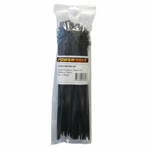 Powerforce Cable Tie, Nylon - Black Uv 280Mm X 7.6Mm [100] Pack POWCT2807BK/100 0