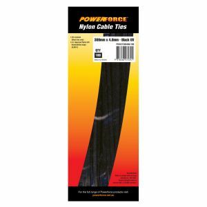Powerforce Cable Tie, Nylon - Black Uv 380Mm X 7.6Mm [100] Pack POWCT3807BK/100 0