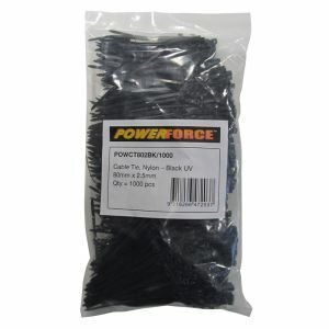 Powerforce Cable Tie, Nylon - Black Uv 80Mm X 2.5Mm [1000] Pack POWCT802BK/1000 0