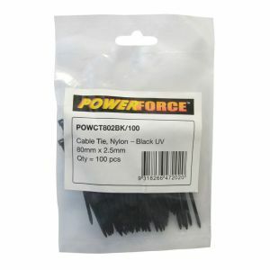 Powerforce Cable Tie, Nylon - Black Uv 80Mm X 2.5Mm [100] Pack POWCT802BK/100 0