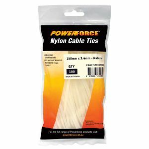 Powerforce Cable Tie, Nylon - Natural 150Mm X 3.6Mm [100] Pack POWCT1503NT/100 0