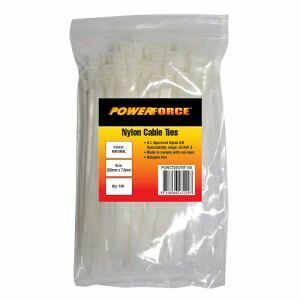 Powerforce Cable Tie, Nylon - Natural 200Mm X 7.6Mm [100] Pack POWCT2007NT/100 0
