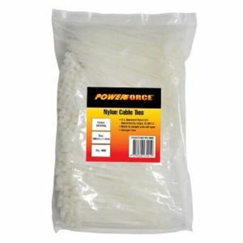 Powerforce Cable Tie, Nylon - Natural 380Mm X 7.6Mm [1000] Pack POWCT3807NT/1000 0