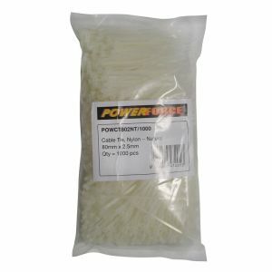 Powerforce Cable Tie, Nylon - Natural 80Mm X 2.5Mm [1000] Pack POWCT802NT/1000 0