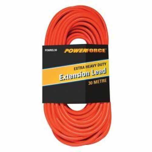 Powerforce Extension Lead, 30M 10A Plug Extra Heavy Duty 15A Red Cable POWREL30 0