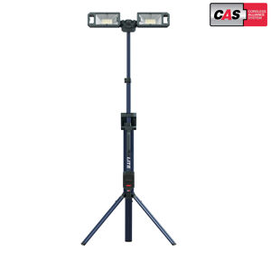 Scangrip Tower Lite Cas - 5000 Lumens 03.6105 5000 Lumen Floodlight With Integrated Tripod For Cas Battery System
Features:
Tower Lite Cas Is A Tripod With Two Built-In Floodlights Providing Up To 5000 Lumen. Featuring 360° Flexible And Turnable Floodlights, The Lights Can Be Positioned In Many Different Positions To Obtain The Desired Lighting Angle, Providing Perfect Lighting Condition For Painting And Installation Work.

// Tower Lite Cas Is Compatible With Metabo/Cas Battery System 18V And The Scangrip Power Supply Can Be Used For Direct Power Providing Unlimited Availability To Light. // 

It Is Extendable Up To 2 Meters And Features 2 Level Light Output (50-100%) Which Makes It Possible To Adjust The Light According To The Work Task.

Tower Lite Cas Features A Quick-Fold System Making It Fast To Set Up The Tripod In Only A Few Seconds And Fold Again When The Job Is Done. In Folded Position, It Is Compact And Designed For One-Hand Transport With The Integrated Carrying Handle. The Sturdy, Slim Design And Low Weight Of Only 5.2 Kg Makes The Tower Lite Cas Tailored To Bring Around In The Back Of The Car And Convenient To Carry Around From One Worksite To The Other.

Specifications:

Max Output Of 5000 Lumens
Runtime 2Hrs - 4.5Hrs (Using Metabo 18V 5200Mah Battery)
Ik07 Impact Resistance
Ip30 Water Resistance 
Dimensions: 121Mm X 153Mm X 892Mm 
Weight: 5.2Kg
12 Years Warranty
Designed In Denmark