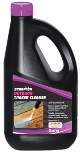 Scorpion Cleaner Outdoor Timber Surfaces 2Ltr OT2 • Spray On And Hose Off • Restores Weathered Timber, Removes Tannings, Dirt, Rust Stains, Mould And Algae • Suitable For Use On Uncoated Timber Furniture, Decks & Fences Before Oiling And Painting • Cleans Up With Water