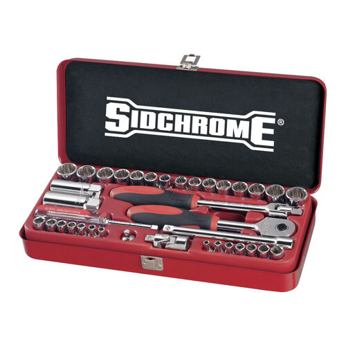 Sidchrome Socket Set, 1/4 & 3/8In Drive Metric & A/F, 38Pce SIDSCMT19105 0