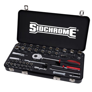 Sidchrome Socket Set, Met/Af 1/2In Drive 58 Piece, Foam - Black SIDSCMT19754HB 0