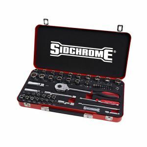 Sidchrome Socket Set, Met/Af 1/2In Drive 58 Piece, Foam - Red SIDSCMT19754HR 0