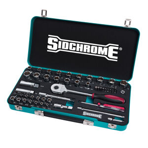 Sidchrome Socket Set, Met/Af 1/2In Drive 58 Piece, Foam - Teal SIDSCMT19754HT 0