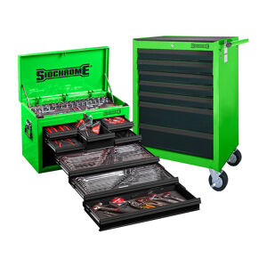 Sidchrome Tool Chest, Green. 262 Piece Metric/Af Promo SIDSCMT10159G 0