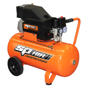 Sp Air Compressor 2.5Hp Direct Drive 50Lt Tank SP12-50X • Direct Drive • 150Psi • Filter/Regulator • 50Lt Tank • 10Amp/240Volt • Fad 182L/Min • Full Brass Non-Return Valve • Copper Delivery Pipe • 200Mm (8”) Solid Rubber Wheels • One-Touch (Nitto Style) Connector • Certified Safety Valve • Large Oil Level Sight Glass • After Cooler On Direct Drive Models • Soft Start Valve • Copper Winding Motors • Thermal Reset Switch • Three Year Pump Warranty