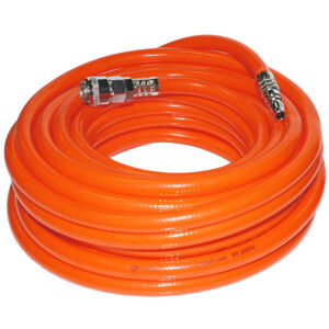 Sp Air Hose Air Fitted 15Mt Nitto Style SP66-15N • Premium Fitted Air Hose • 15M X 10Mm-3/8"I.D • Extreme Flexibility. • Made From An Engineered Hybrid Polymer That Provides Superior All-Weather Flexibility Even In Freezing Temperatures (-5°C ~ 65°C) • Designed To Hold Up To The Shop Environment With An Excellent Abrasion-Resistant Outer Cover • Hose Will Not Kink When Under Pressure Max Working Pressure: 300Psi • Designed To Work Smart & Last Long With A Lightweight Body & One-Touch Nitto™ Style Couplers This Hose Is Built To Work As Hard As You Do • Uv Treated