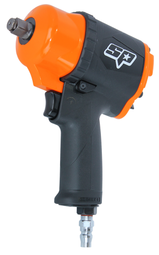 Sp Air Wrench Impact Air 1/2" Dr Composite Body SP-9149 • Bolt Busting Torque: 1700Nm • Max Torque: 1190Nm • Working Torque: 596Nm • Lightweight Composite Body • Twin Dog Hammer Mechanism • 8 Vane Rotor