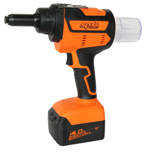 Sp Cordless Cordless 18V Riveter Kit SP81376 18V Industrial Riveter • High Capacity: Sets ± 650 Rivets On One Charge (1300 Stainless 6.4Mm Rivets Off 1X 4.0Ah Battery Charge) • Powerful Brushless Motor With A Max Pulling Force Of 2000Kg