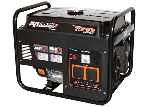 Sp Power Equip Generator 4Kva Sine Wave SPG4000 7Hp Industrial Series Generator • Hp: 7Hp • Kva: 4Kva • Max Watt S: 3100W • Rated Watt S: 2800W • Power Outlets: 2 (15Amp) • Tank Capacity: 18L • Recoil Starting System • Sine Wave Technology • Automatic Voltage Regulator • Torini 4 Stroke Engine • 2 X 15Amp Power Outlets • Large Capacity 18L Tank • Large Volume Mufflers • Ergomical Recoil Start Grip • 12 Volt Outlet