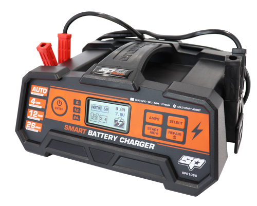 Sp Tools Charger Battery Sp 26A SP61086 • 8 Stage 26Amp Smart Charger • 6-12-24V Multi Volt • Current Output 26Amp • Built In Microchip Charging Control & Monitoring System • Overcharge Protection - Protecting The Battery From Damage Due To Overcharging • Reverse Polarity - Short Circuit - Overload & High Temperature Protection • Led Indicators Showing Battery Voltage - Current & Charging Status.