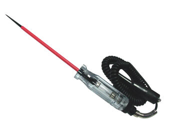 Sp Tools Circuit Tester Long Probe 6-24V H.D SP61014 6-24V Long Probe Heavy Duty Circuit Tester • Heavy Duty • Coiled Wire Stretches To 3600Mm. • Tough Plastic Handle Lights Up If Circuit Is Good. • Extra Long Insulated Probe For Hard To Reach Circuits.