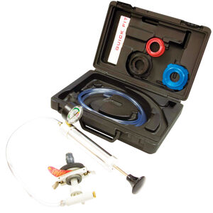 Sp Tools Cooling System Pressure Tester SP70800 Cooling System Pressure Tester • Eliminates The Need For Adaptors To Pressure Test The Cooling System • Fits Bayonet And Threaded Filler Necks • Identifies Cooling System Pressure Leaks Marine & Motorcycle Applications • Includes 6 Double End Radiator Cap Testers