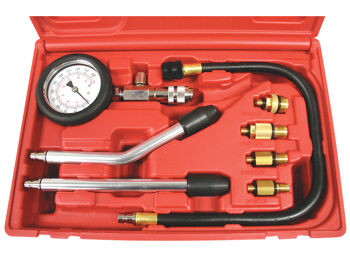 Sp Tools Cylinder Compression Tester SP66030 Compression Tester Kit (Deluxe)• Checks Cylinder Compression From 0-300Psi (0 To 21Kg/Cm2) • Assembles To Form Either Push In Or Screw In Type Testers• Screw In Adaptors Include: M10 X 1.0, M12 X 1.25, M14 X 1.25 & M18 X 1.5