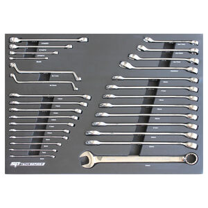 Sp Tools Eva Toolkit Tec 29Pc Metric Spanners SP50019 • Combination • 6, 7, 8, 9, 10, 11, 12, 13, 14, 15, 16, 17, 18, 19, 20, 21, 22, 23, & 24Mm Flare Nut • 10X11Mm 12X13Mm 14X17Mm & 19X22Mm. E-Star • E6Xe8 E10Xe12 E14Xe16 & E18Xe20. Double Box • 8X10Mm & 9X11Mm • Fits Into The Drawers In The Tech Series Range • Stored In High Density Eva Protective Foam • Chrome Vanadium Steel For High Durability. • Tough Triple Chrome Finish To Protect Tool.
