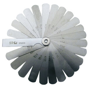 Sp Tools Gauge 25Pcs Metric Feeler Set -3" Type A SP64030 25 Pc Metric Feeler Gauge Set • 0.04-1.00Mm • Marked With Metric Sizes • Hardened Spring Steel Straight Blades • Straight Blades 75Mm Long X 13Mm Wide