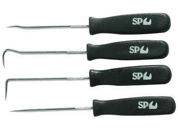 Sp Tools Hook & Pick Set 4Pce SP30802 4Pc Hook & Pick Set • Awl Tool, 45-Degree Tool, 90 Degree Tool & Hook Tool