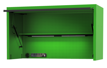 Sp Tools Hutch Usa59 Green/Black SP44730G 59" Power Top Hutch - Shelf/Lights/Pegboard 1500(W) X 622(D) X 684(H) • Suits 13 Drawer Workshop Roller Cabinet • Includes 2 Magnetic Mount Power Boards • Steel Pegboard Rear Wall • 2 Built-In 600Mm Led Lights
