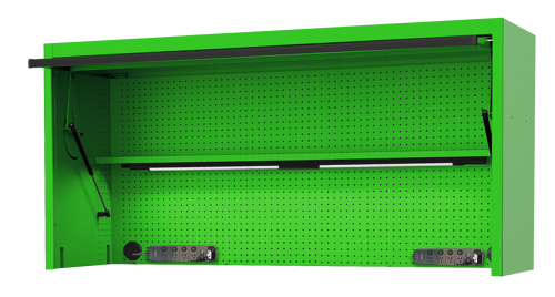 Sp Tools Hutch Usa72 Green/Black SP44830G 73" Power Top Hutch - Shelf/Light /Pegboard 1850(W) X 622(D) X 684(H) 1500(W) X 622(D) X 684(H) 1500(W) X 622(D) X 1090(H) • Includes 2 Magnetic Mount Power Boards • Steel Pegboard Rear Wall • 2 Built-In 600Mm Led Lights