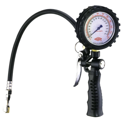 Sp Tools Inflator Tyre Professional Air(Inflator/Deflator) SP65500 Professional Air Inflator W/ Deflator • Easy To Read • Gauge Fitted With Heavy Rubber Bumper Includes 600Mm Hose With Clip-On Chuck • Calibrated: 10-170 Psi In 2 Lb Increments 70-1200 Kpa In 10 Kpa Increments • Gauge Diameter: 80Mm • Accuracy: +/-(F.S.X1%)+0.5 Psi At 2-100 Psi +/-(F .S.X2%)+0.5 Psi At 101-150 Psi • Pressure Range: 2-150 Psi